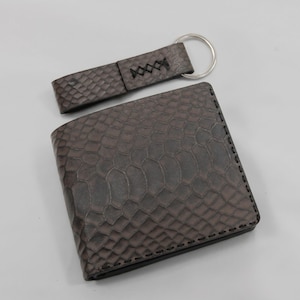 Handmade python snake leather wallet for mens engraved wallets bifold slim card holder with key chains fathers day gifts for dad