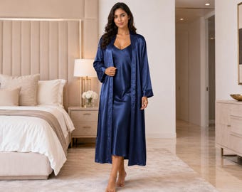 100% reine Seide Robe und Nachthemd Set Braut Flitterwochen Nachtwäsche elegante Slip Dress Brautjungfer Roben individuelle Braut Dessous Hochzeitsgeschenke