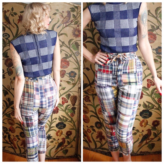 1960s Pants // Peck & Peck Madras Plaid Cigarette