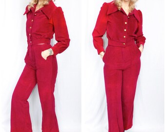 1970s Now Generation Velour Pant Suit - Small