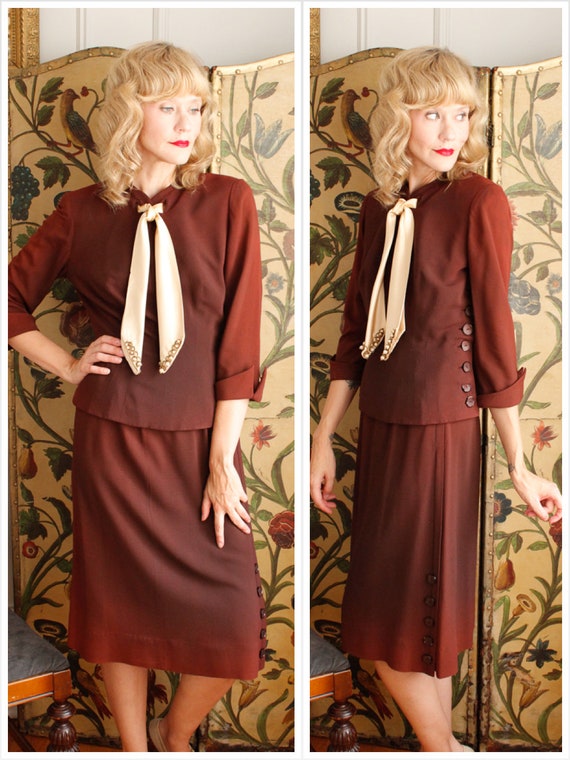 1940s Suit // Amber Rayon Blouse & Skirt Set // vi