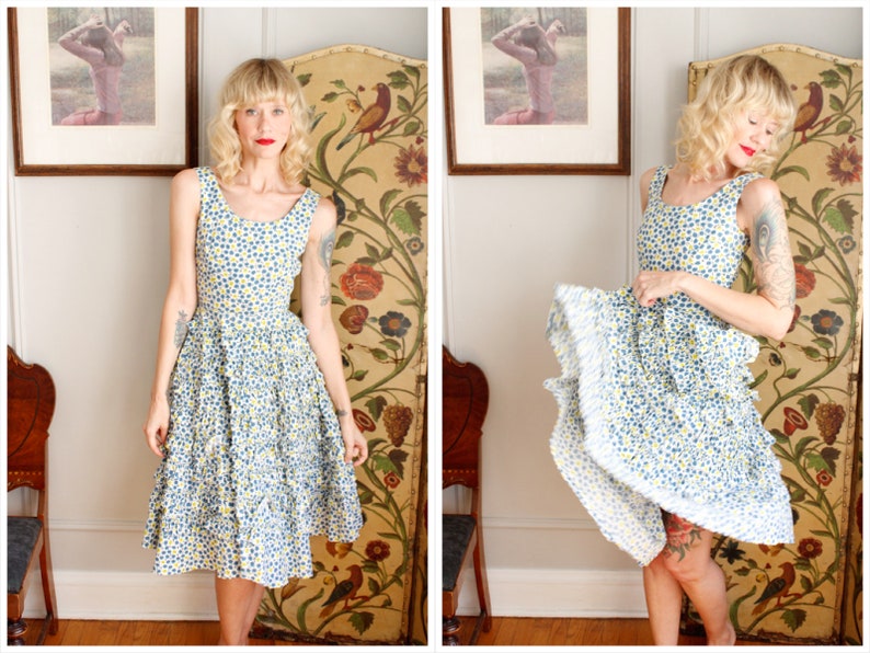 1950s Dress // Rhumba Ruffle Floral Dress // vintage 50s dress image 1