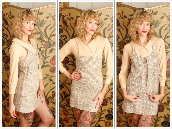 1960s Dress Set // Marlo Tweed Dress & Vest Set //