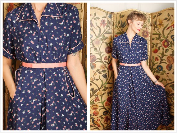 1940s Dressing Gown // Saybury Floral Rayon Dressi