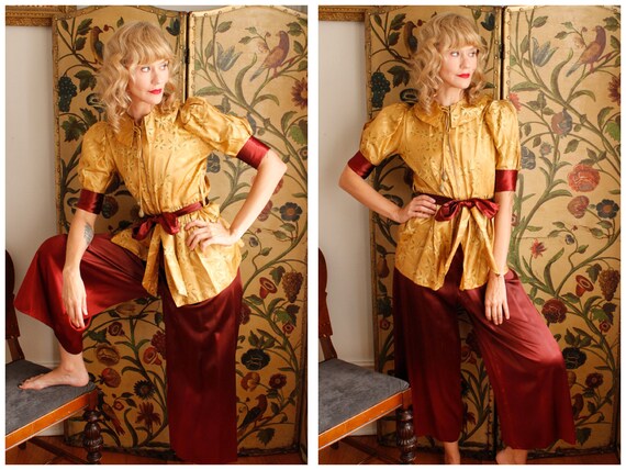 1930s Lounge Set // Old Hollywood Satin Lounge Jac