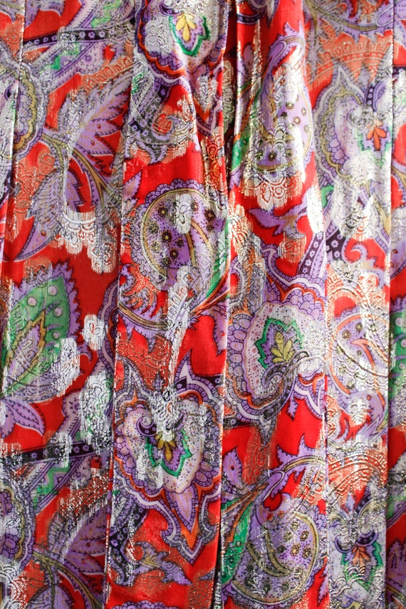 1970s Red & Gold Metallic Maxi Dress - image 10