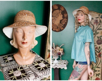 1950s Intricately Woven Straw Summer Hat
