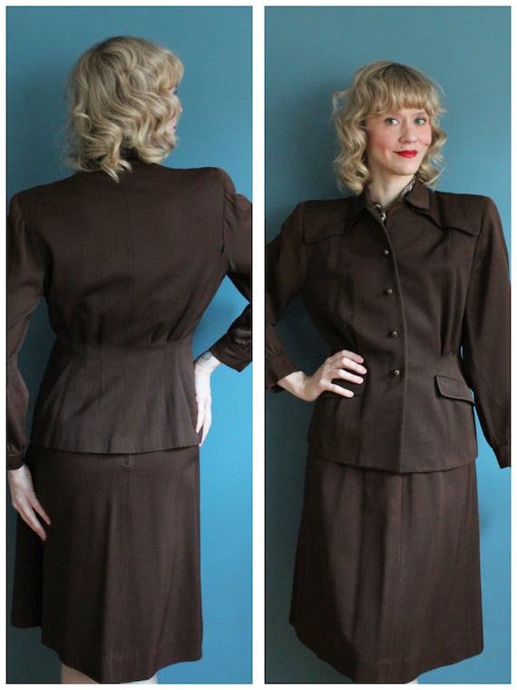 1940s Suit // Sharp Gabardine 2pc Suit // vintage