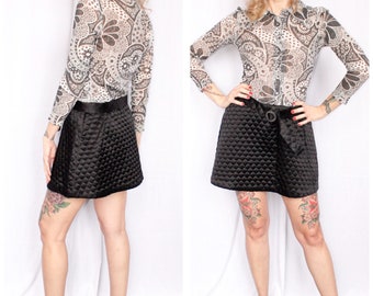 1960s MOD Silver & Black Paisley Mini Dress