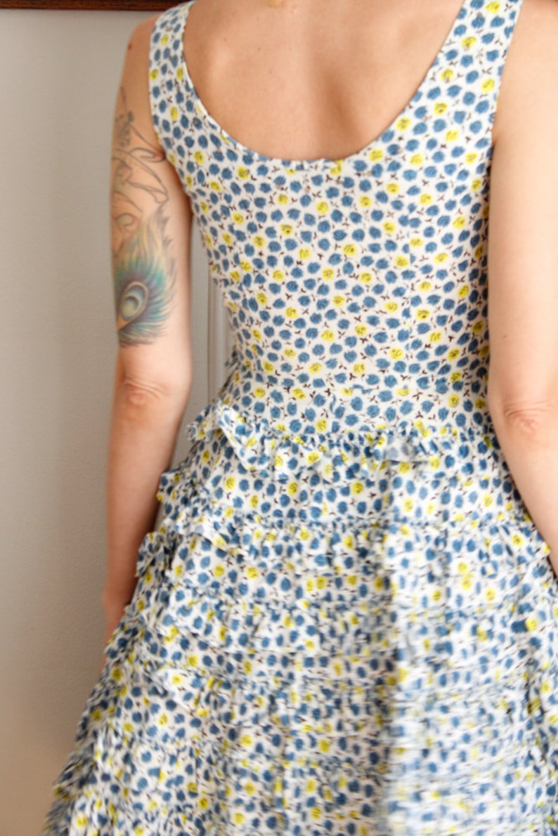 1950s Dress // Rhumba Ruffle Floral Dress // vintage 50s dress image 8