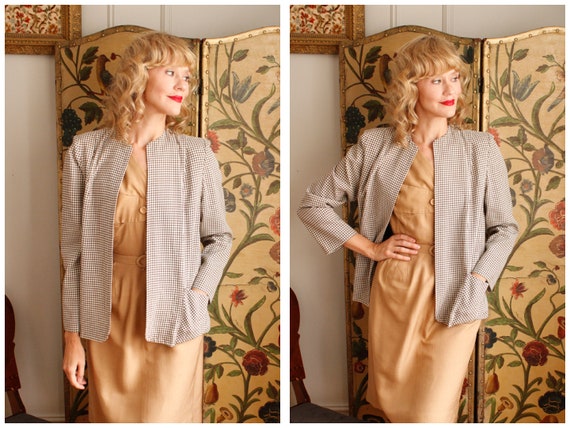 1940s Jacket // Bobbie Brooks Houndstooth Gabardin