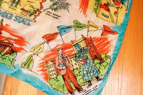 1940s Silk Scarf // Arkansas Souvenir Scarf // vi… - image 7