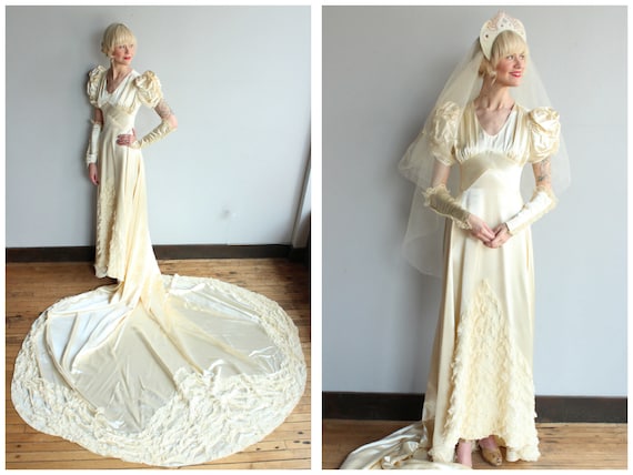 1940s Wedding Gown // Beloved Silk Satin & Lace We