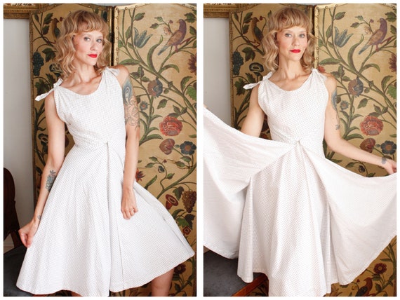 1950s Dress // Polka Dot 2pc Wrap Dress // vintage