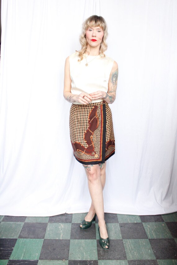 Vintage 90s On The Verge Equestrian Print Cotton Skirt