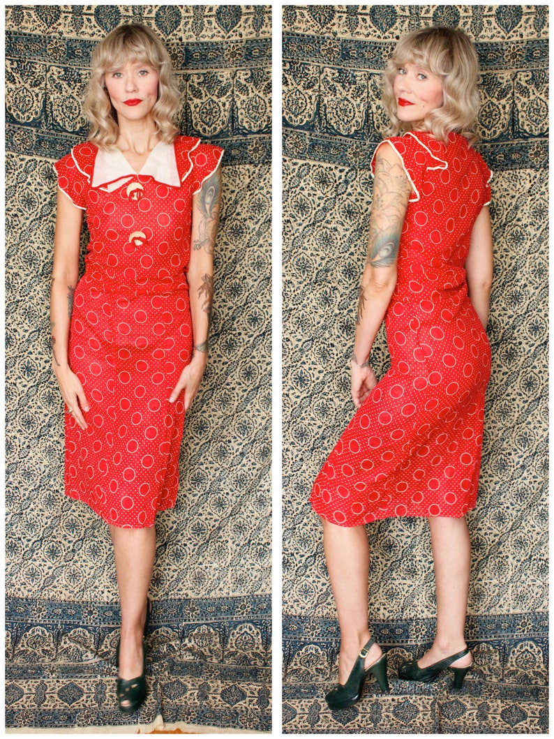 1930s Deco Swiss Dot Voile Dress // vintage 30s dress image 1