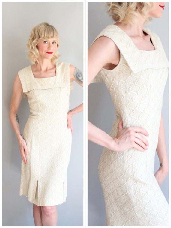 1950s Dress // Biltmore Linen Sheath Dress // vint