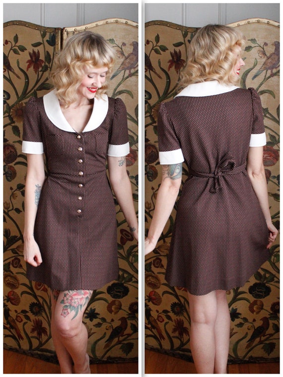 1960s Dress // Polka Dot Mini Dress // vintage 60s