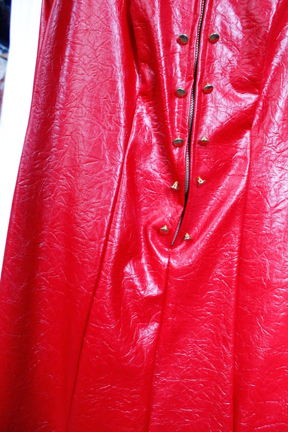 1960s Mod Red Vinyl Dress - Medium - image 8