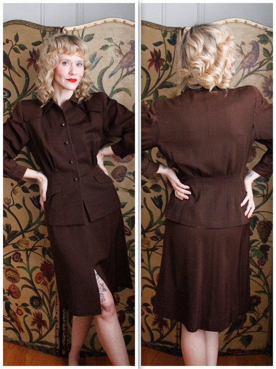 1940s Suit // Sharp Gabardine 2pc Suit // vintage