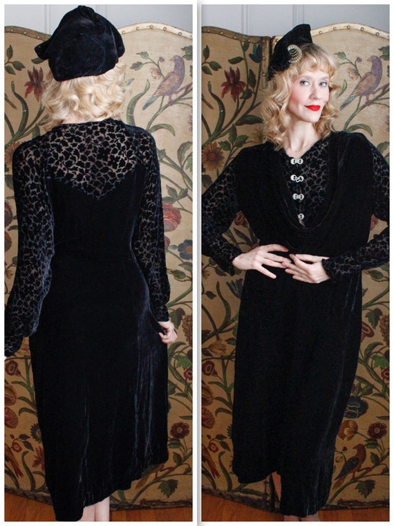 Reserved // 1930s Dress // Shadow Secret Velvet Dr