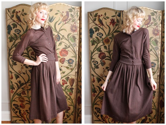 1950s Sweater & Skirt Set // Warm Winter Cotton Je