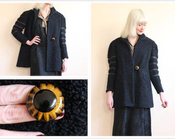 1920s Coat // S & A Fur Fashioned Faux Lamb Coat // vintage 20s coat