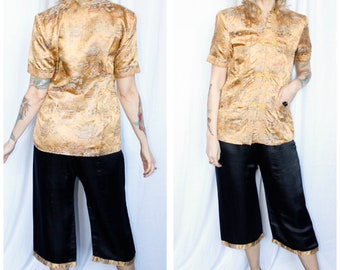 1940s WWII Japanese Silk Loungesuit - Small