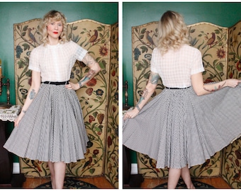 1950s Skirt // Checker Full Sweep Circle Skirt // vintage 50s skirt