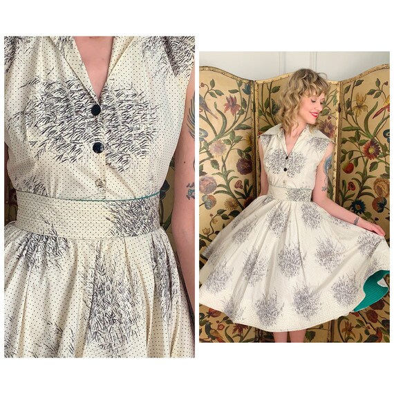 1950s Dress Set // Fireworks Blouse & Skirt Set //