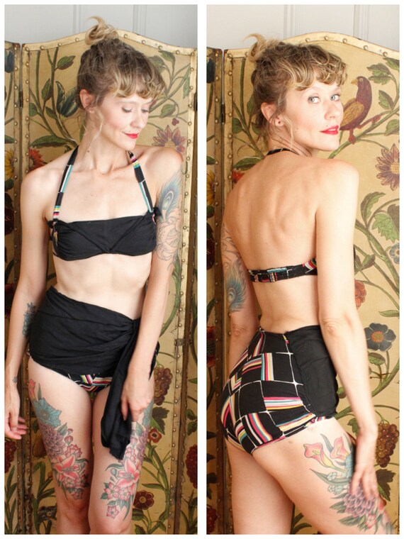 1950s Swimsuit // Cole of California 2pc bikini //