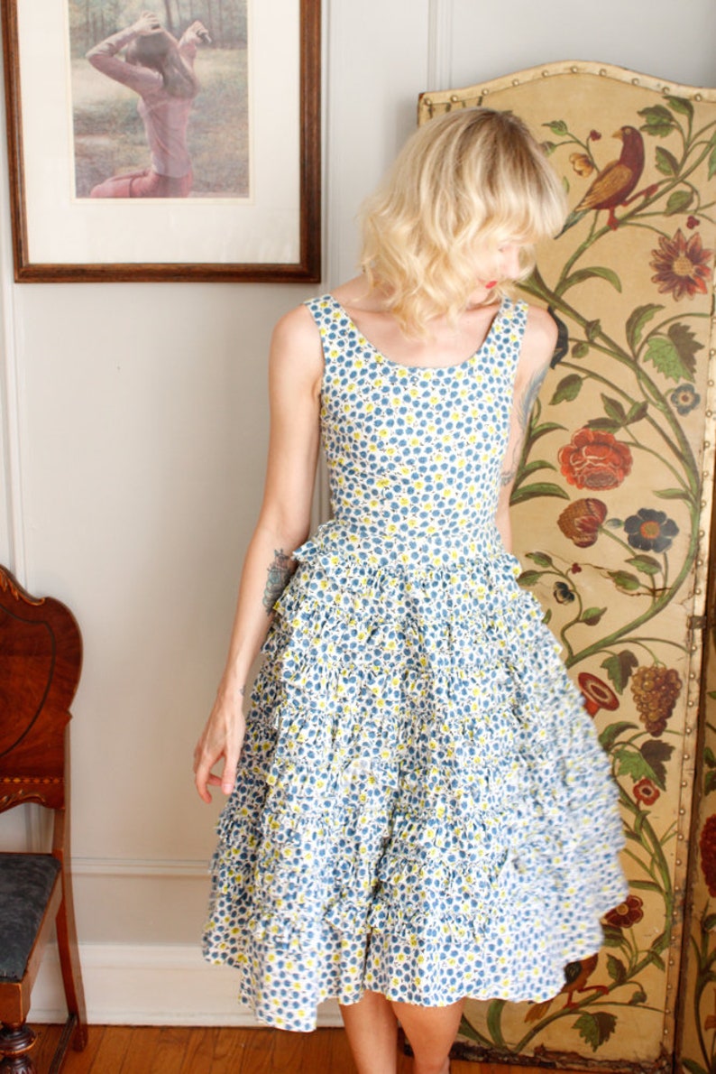 1950s Dress // Rhumba Ruffle Floral Dress // vintage 50s dress image 2