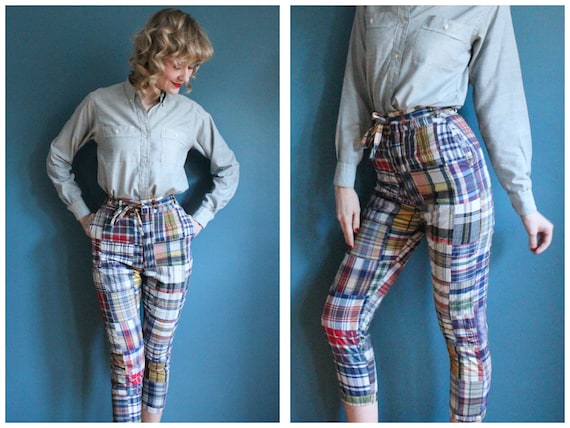 1960s Pants // Peck & Peck Madras Plaid Cigarette