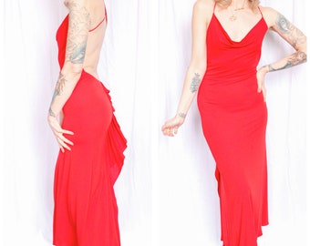 Y2K Red Vixen Body Hugging Gown - S/M