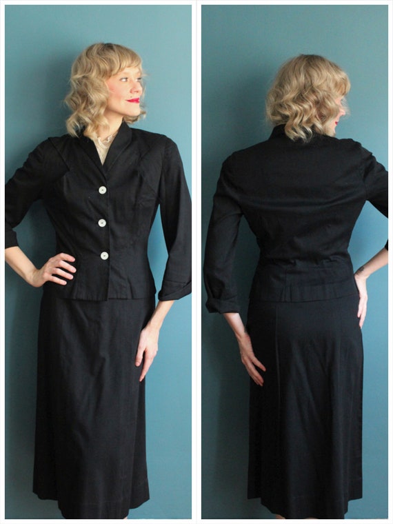 1940s Suit // Eisenberg Cotton 2pc Suit // vintage