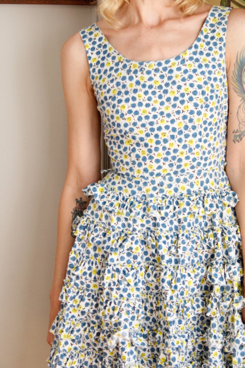 1950s Dress // Rhumba Ruffle Floral Dress // vintage 50s dress image 3