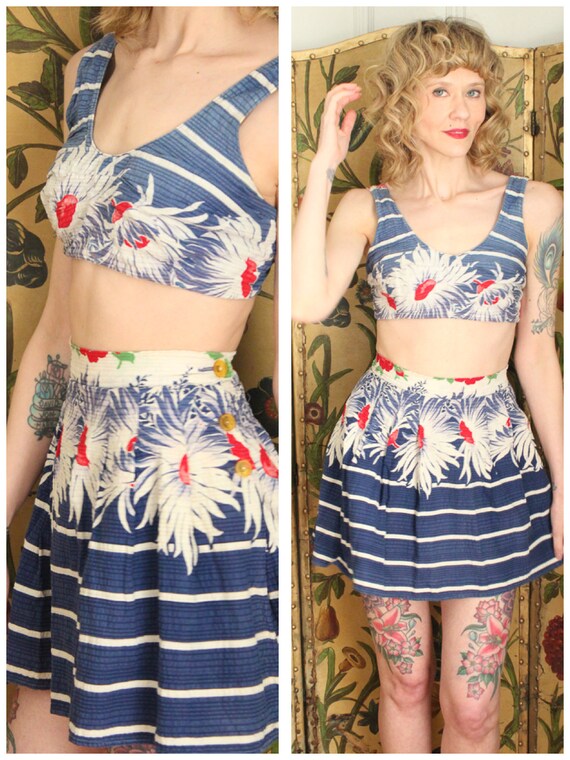 1930s Playsuit // Seersucker Summer Daisy 2pc Play