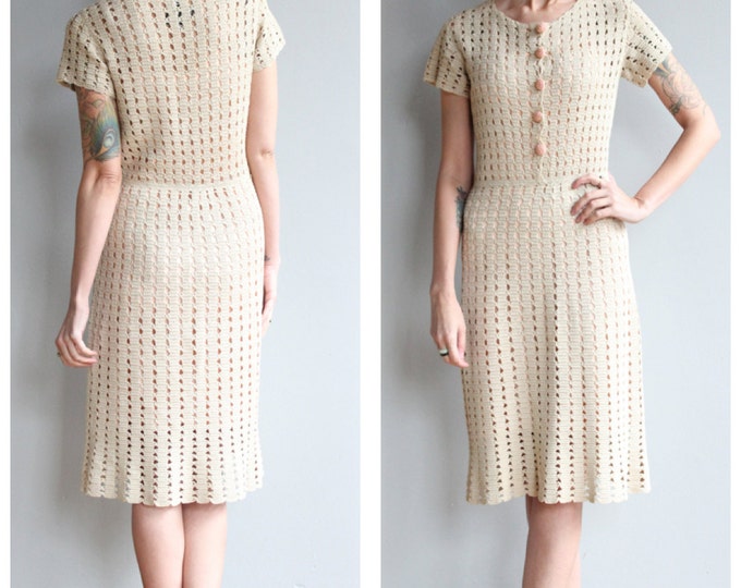 1930s Dress Claudette Crochet Dress Vintage 30s Dress Etsy