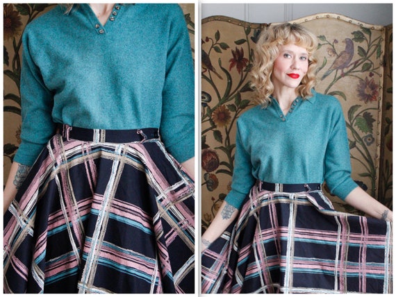 1950s Sweater // Lambswool Turquoise Pullover Swea