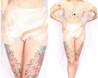 1930s Silk & Lace Tap Shorts - 26w