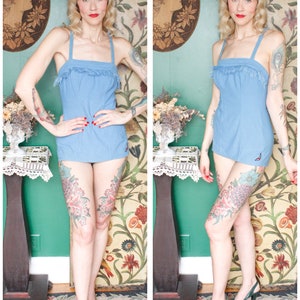 Late 50s Bathing Suit // Jantzen Blue Diver Swimsuit // vintage 50s swimwear image 1