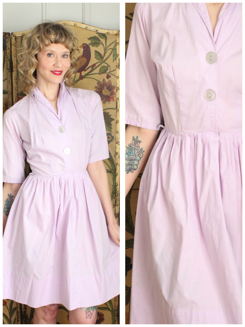 1950s Dress // Shirtwaist Classic Lilac Dress // vintage 50s | Etsy