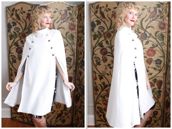 1960s Cape // Bright White Mod Cape // vintage 60s