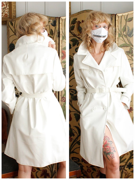 1960s Coat // White Marshall Fields Co NOS VINYL T