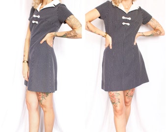 1960s Polka Dot Mini Dress - Medium