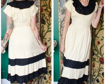 1940s Dress // Afternoon Sun Cotton Dress // vintage 40s dress