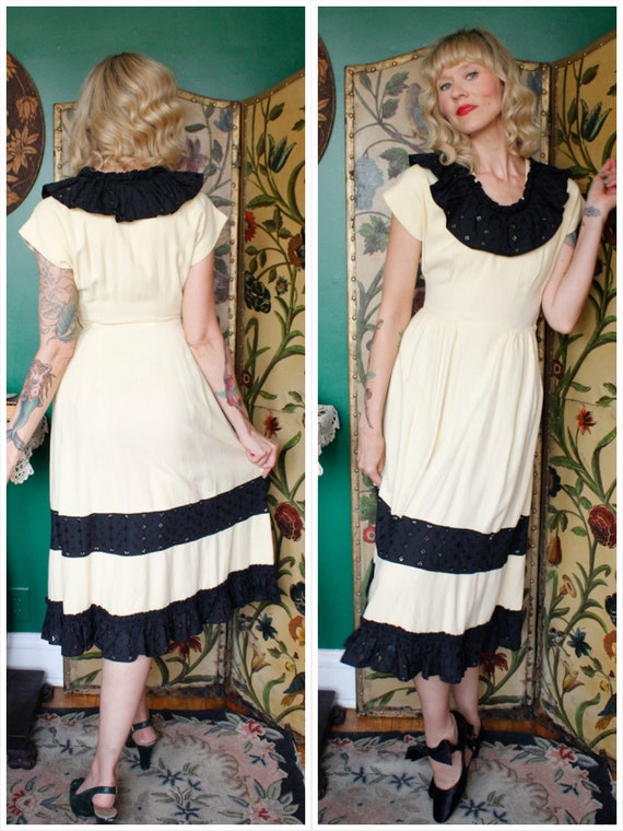 1940s Dress // Afternoon Sun Cotton Dress // vint… - image 1