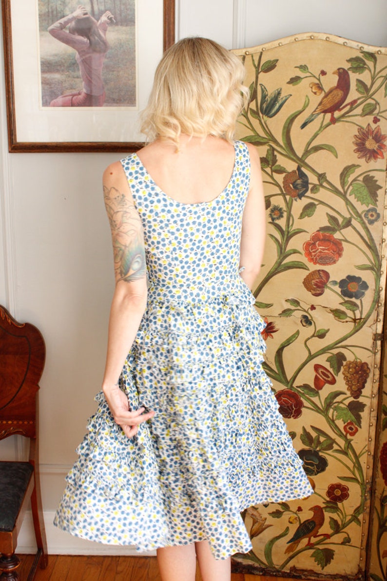 1950s Dress // Rhumba Ruffle Floral Dress // vintage 50s dress image 9