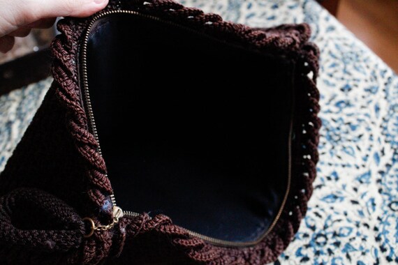 1940s Handbag // Dark Brown Knit Cordé Handbag //… - image 4