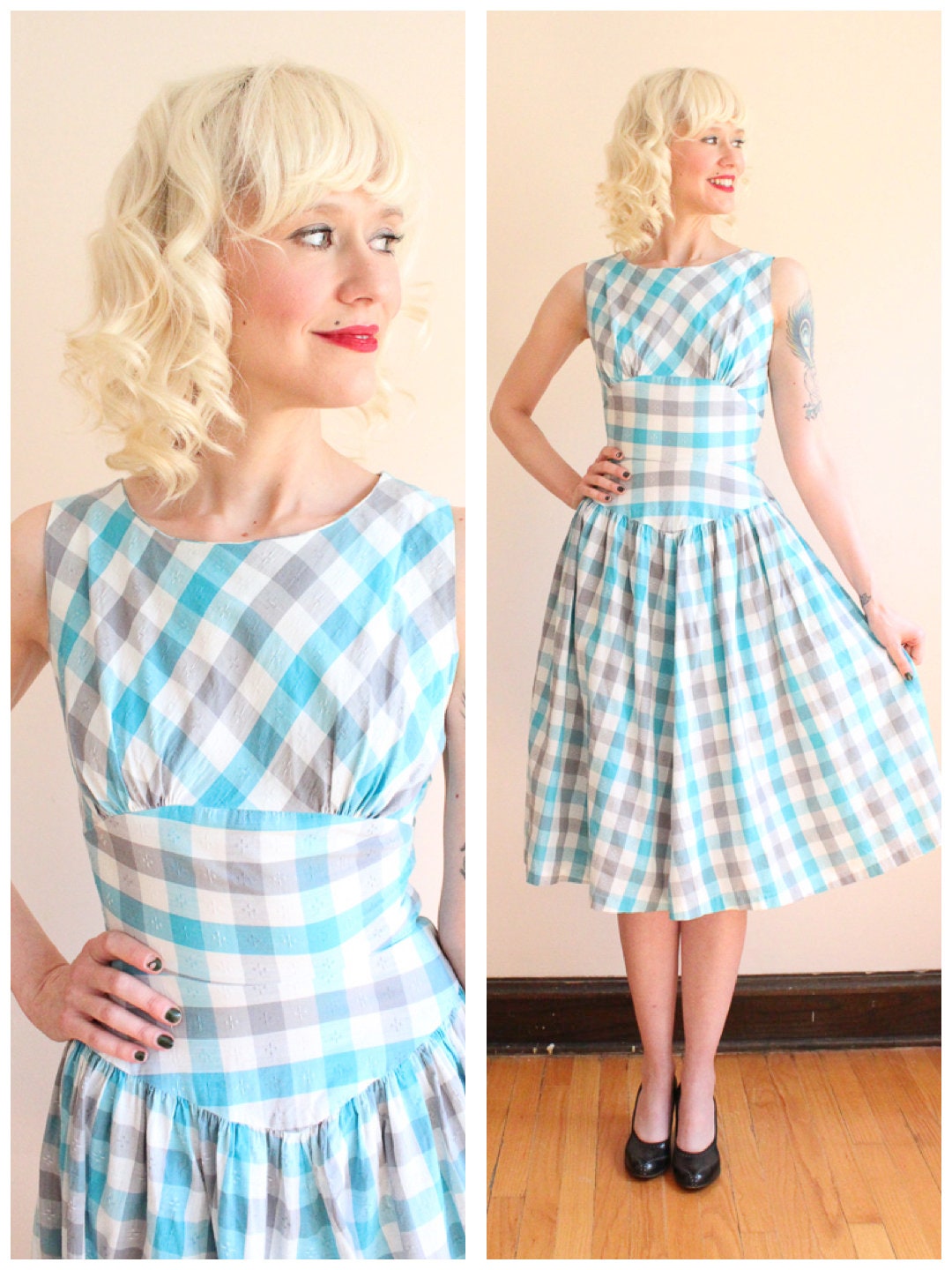 tartan 50s dress